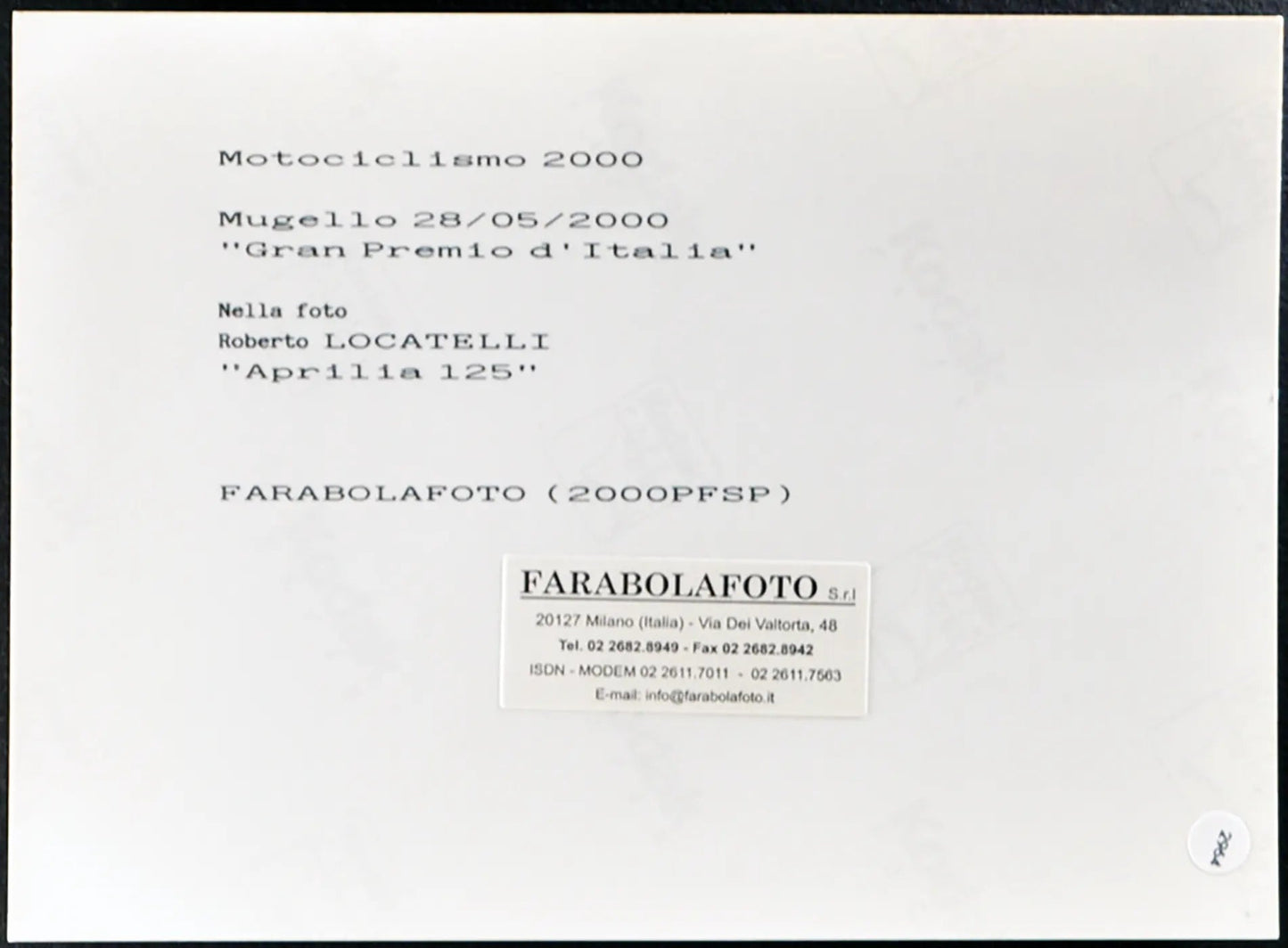 Locatelli Aprilia Motomondiale 2000 Ft 2964 - Stampa 20x15 cm - Farabola Stampa ai sali d'argento