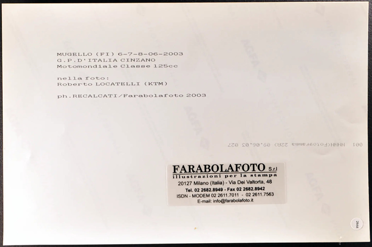 Locatelli KTM Motomondiale 2003 Ft 2868 - Stampa 20x30 cm - Farabola Stampa digitale