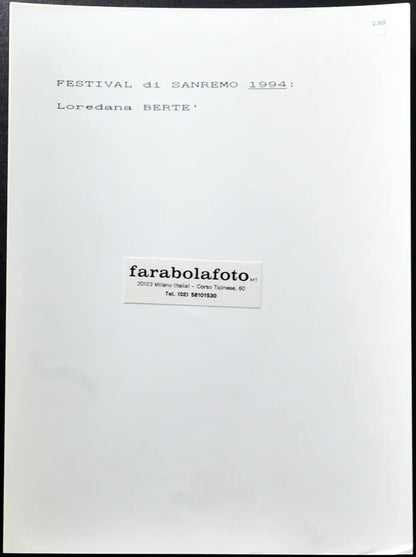 Loredana Bertè Festival di Sanremo 1994 Ft 2501 - Stampa 24x18 cm - Farabola Stampa ai sali d'argento