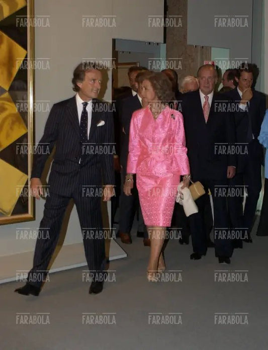 Luca Cordero di Montezemolo con re Juan Carlos e la regina Sofia, Festival di Venezia, 2004 - Farabola Immagine digitale