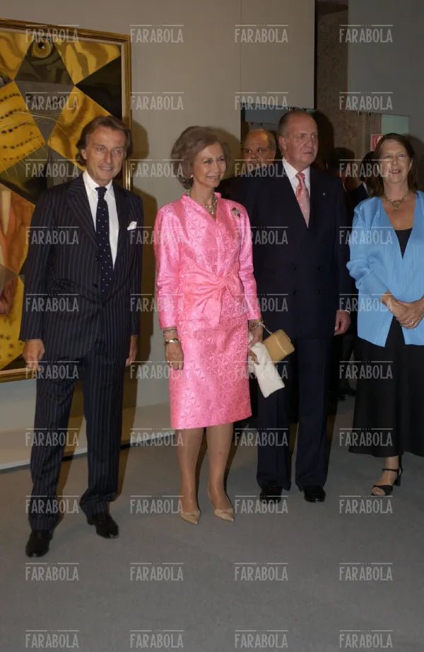 Luca Cordero di Montezemolo con re Juan Carlos e la regina Sofia, Festival di Venezia, 2004 - Farabola Immagine digitale
