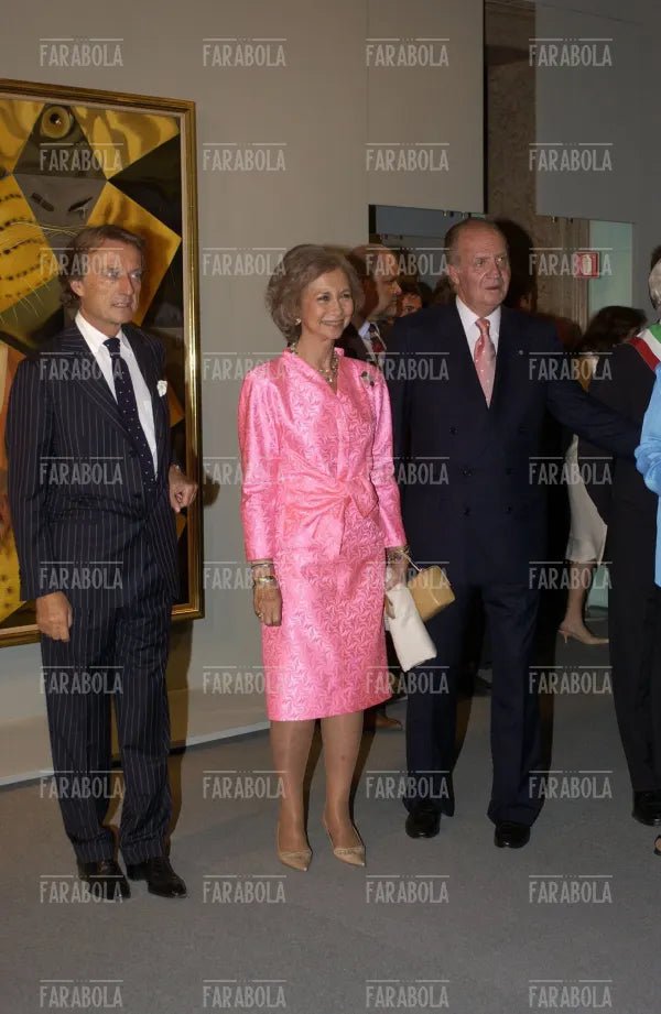 Luca Cordero di Montezemolo con re Juan Carlos e la regina Sofia, Festival di Venezia, 2004 - Farabola Immagine digitale