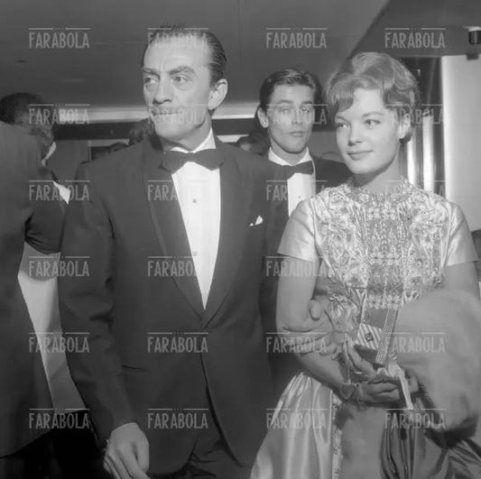 Luchino Visconti, Alain Delon e Romy Schneider, Festival di Venezia, 1960 - Farabola Immagine digitale