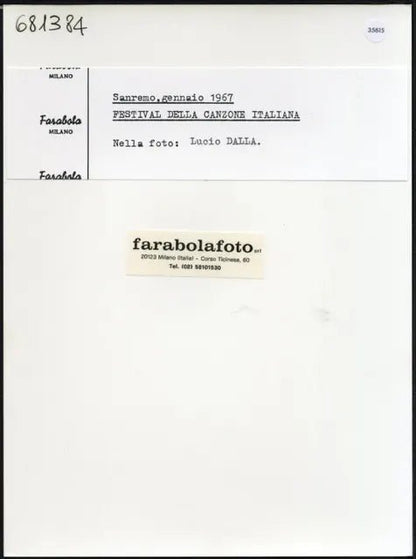 Lucio Dalla Sanremo 1967 Ft 35615 - Stampa 24x18 cm - Farabola Stampa ai sali d'argento (anni 90)