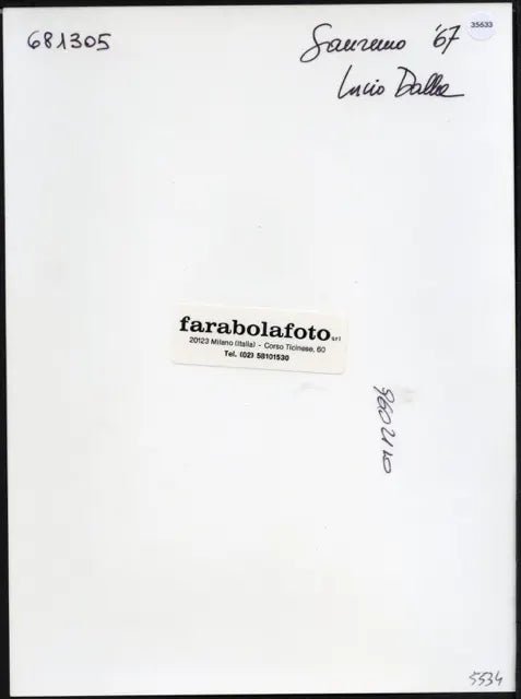 Lucio Dalla Sanremo 1967 Ft 35633 - Stampa 24x18 cm - Farabola Stampa ai sali d'argento (anni 90)