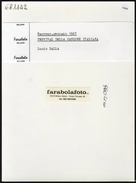 Lucio Dalla Sanremo 1967 Ft 35662 - Stampa 24x18 cm - Farabola Stampa ai sali d'argento (anni 90)