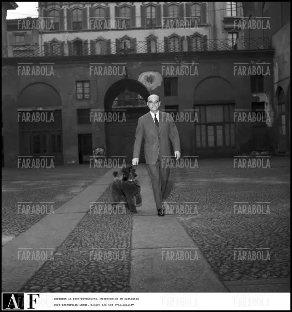 Lucio Fontana con il suo cane, Milano, 1959 - Farabola Immagine digitale