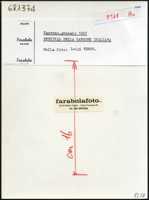 Luigi Tenco Sanremo 1967 Ft 35619 - Stampa 24x18 cm - Farabola Stampa ai sali d'argento (anni 90)