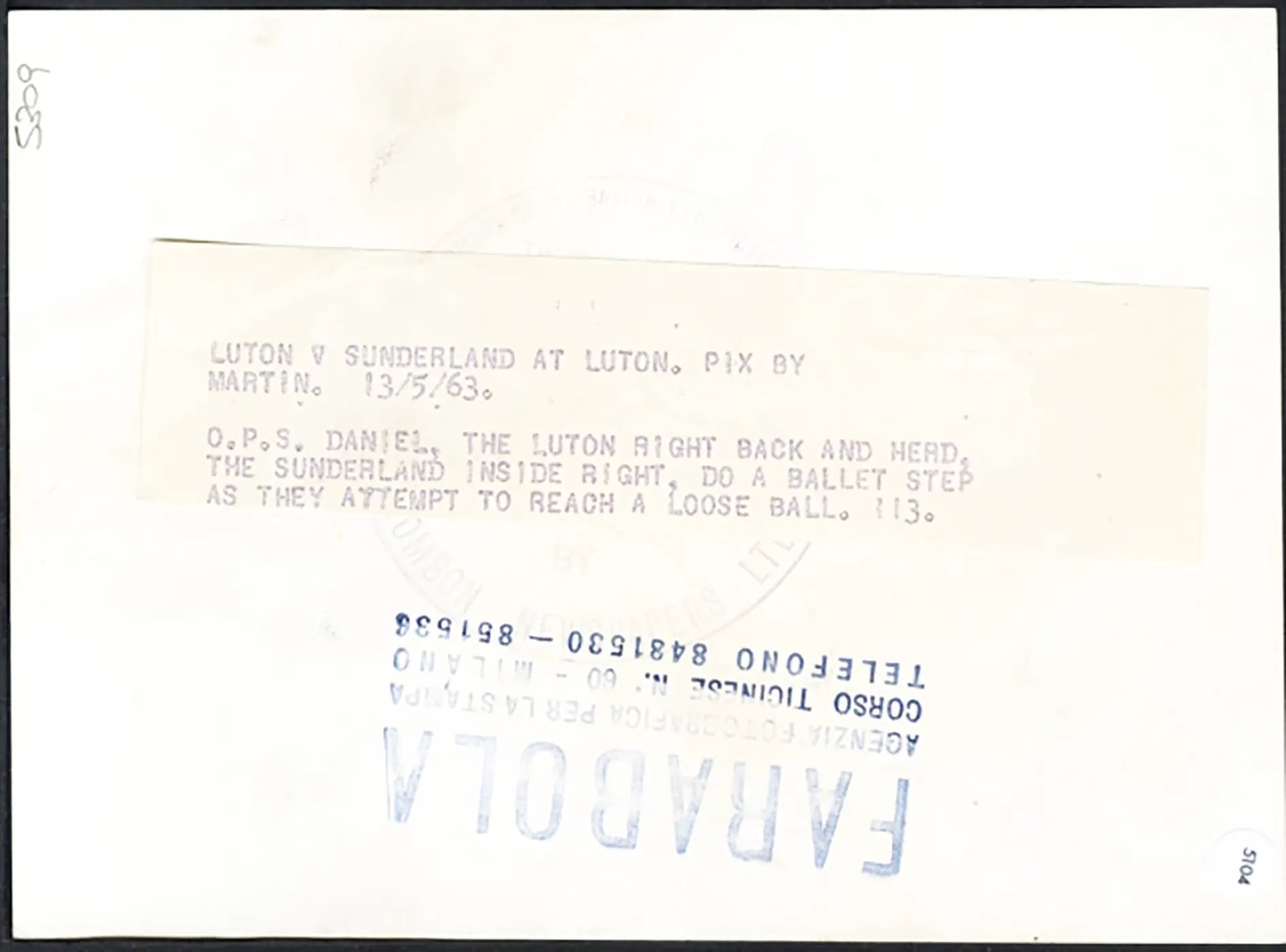 Luton vs Sunderland 1963 Ft 5104 - Stampa 13x18 cm - Farabola Stampa ai sali d'argento