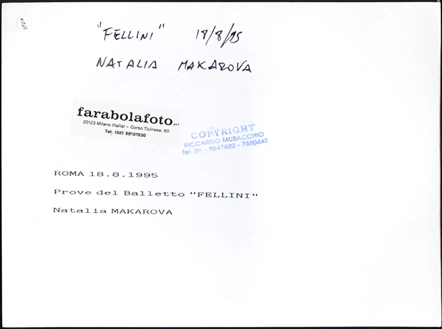 Makarova alle Prove balletto Fellini 1995 Ft 37214 - Stampa 24x18 cm - Farabola Stampa ai sali d'argento