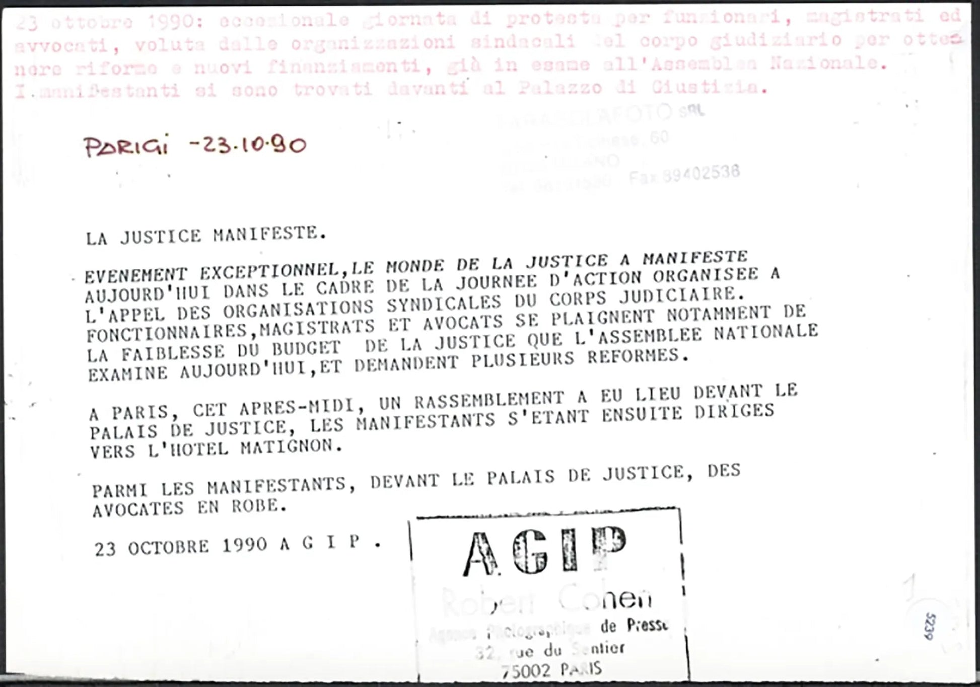 Manifestazione addetti giustizia Parigi 1990 Ft 5239 - Stampa 21x15 cm - Farabola Stampa ai sali d'argento