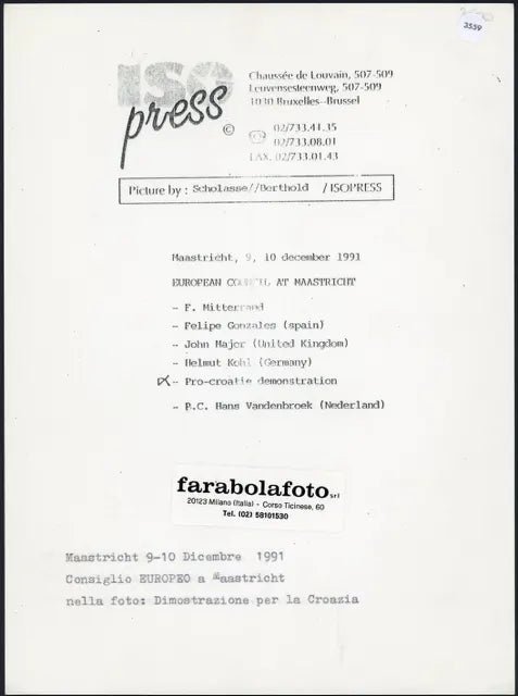 Manifestazione pro Croazia 1991 Ft 3559 - Stampa 24x18 cm - Farabola Stampa ai sali d'argento