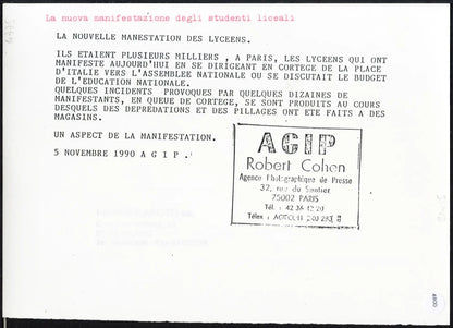 Manifestazioni liceali francesi 1990 Ft 4800 - Stampa 21x15 cm - Farabola Stampa ai sali d'argento