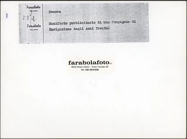 Manifesto Pubblicitario Crociera anni 30 Ft 3600 - Stampa 24x18 cm - Farabola Stampa ai sali d'argento (anni 90)