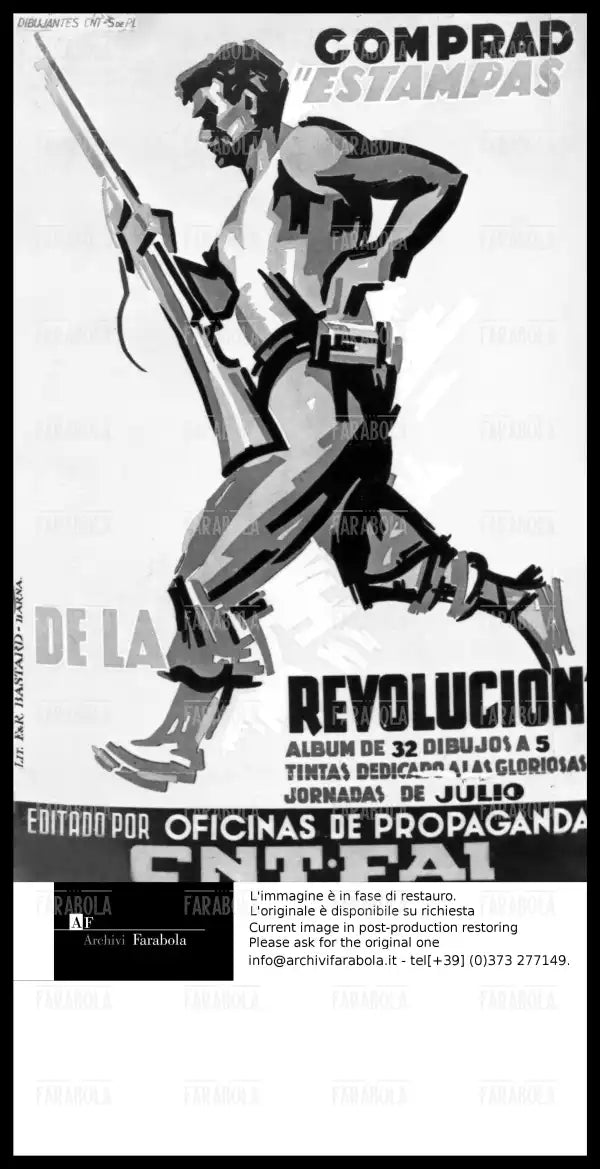 Manifesto pubblicitario dei milizianti repubblicani, Guerra civile spagnola, 1936 - Farabola Immagine digitale