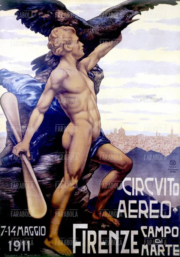 Manifesto pubblicitario del circuito aereo di Firenze, 1911 - Farabola Immagine digitale