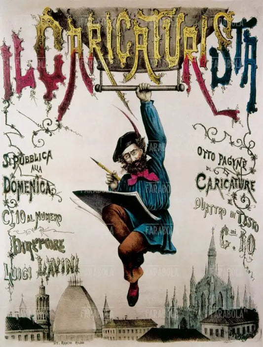 Manifesto pubblicitario del periodico Il Caricaturista, 1880 - Farabola Immagine digitale
