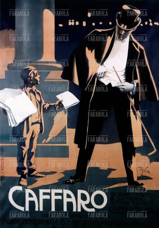 Manifesto pubblicitario del quotidiano Caffaro, 1900 - Farabola Immagine digitale