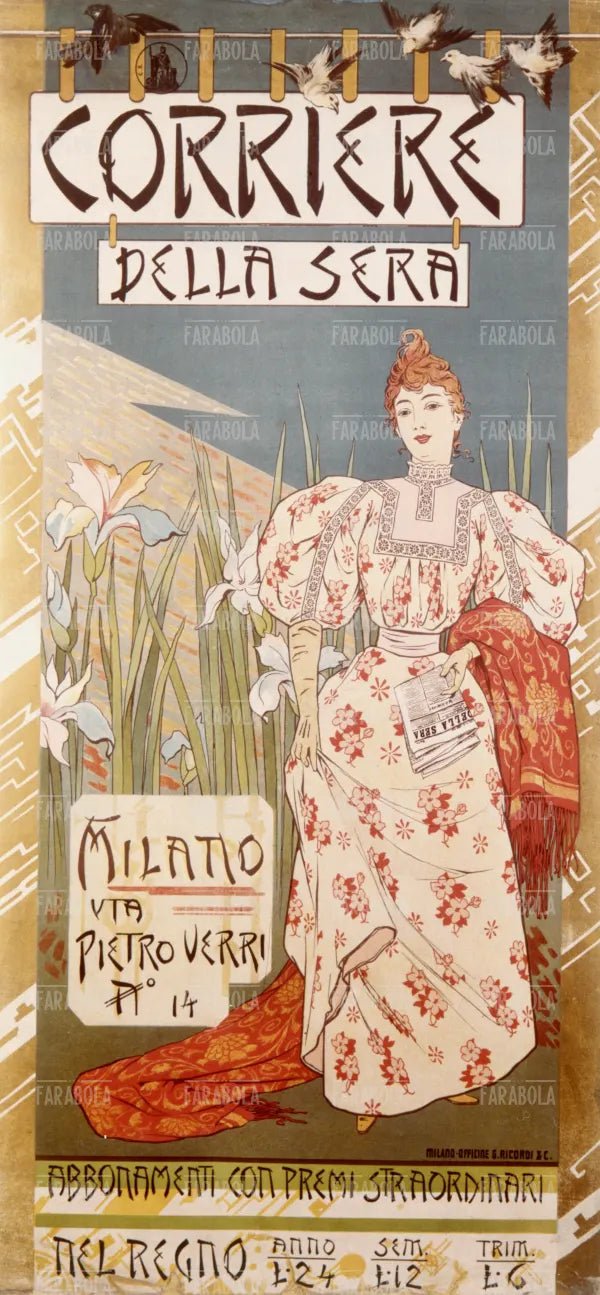 Manifesto pubblicitario del quotidiano Il Corriere della Sera, 1896 - Farabola Immagine digitale
