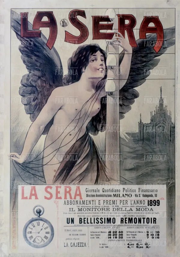 Manifesto pubblicitario del quotidiano La Sera, 1899 - Farabola Immagine digitale