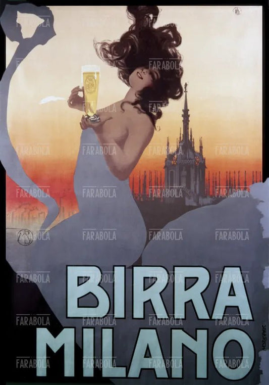 Manifesto pubblicitario della birra Milano, 1900 - Farabola Immagine digitale