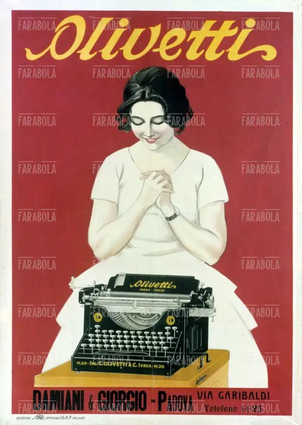 Manifesto pubblicitario della macchina per scrivere Olivetti, 1921 - Farabola Immagine digitale