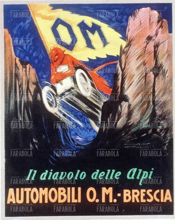 Manifesto pubblicitario delle automobili O.M. Brescia, 1923 - Farabola Immagine digitale