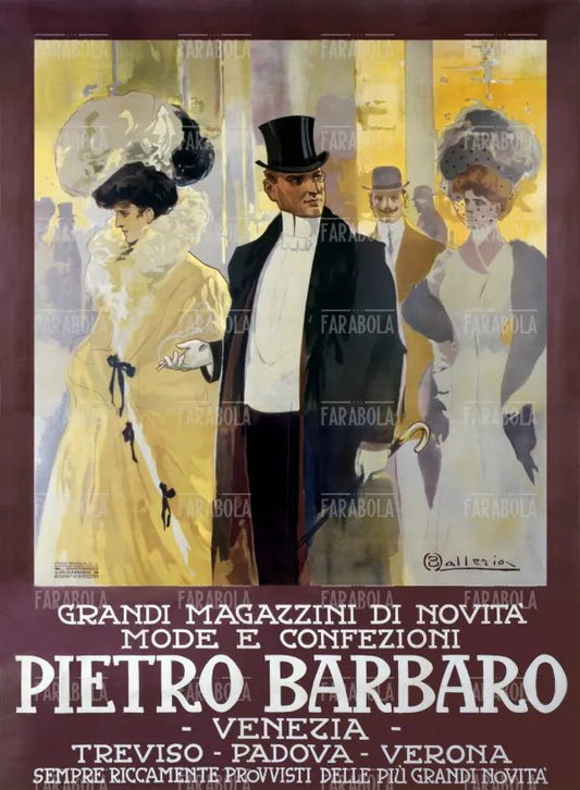 Manifesto pubblicitario delle confezioni Pietro Barbaro, fine Ottocento - Farabola Immagine digitale