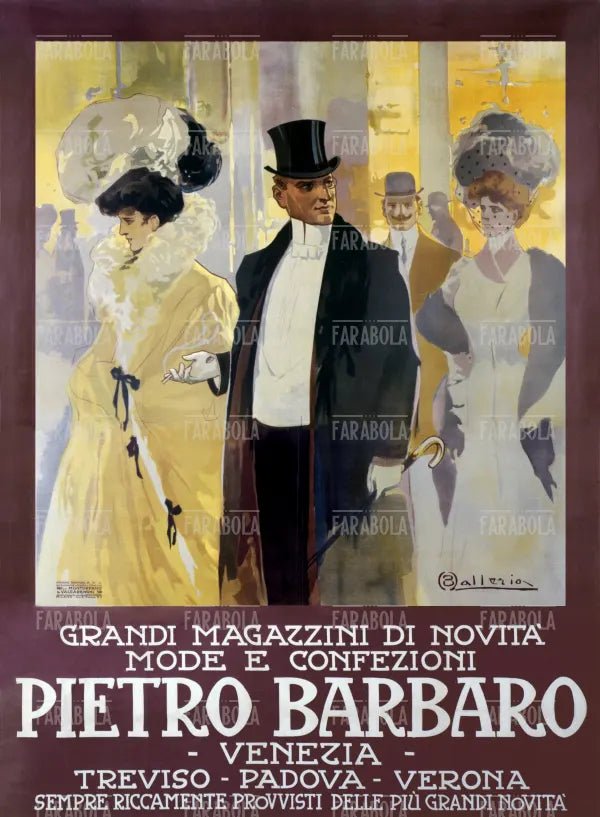 Manifesto pubblicitario delle confezioni Pietro Barbaro, fine Ottocento - Farabola Immagine digitale