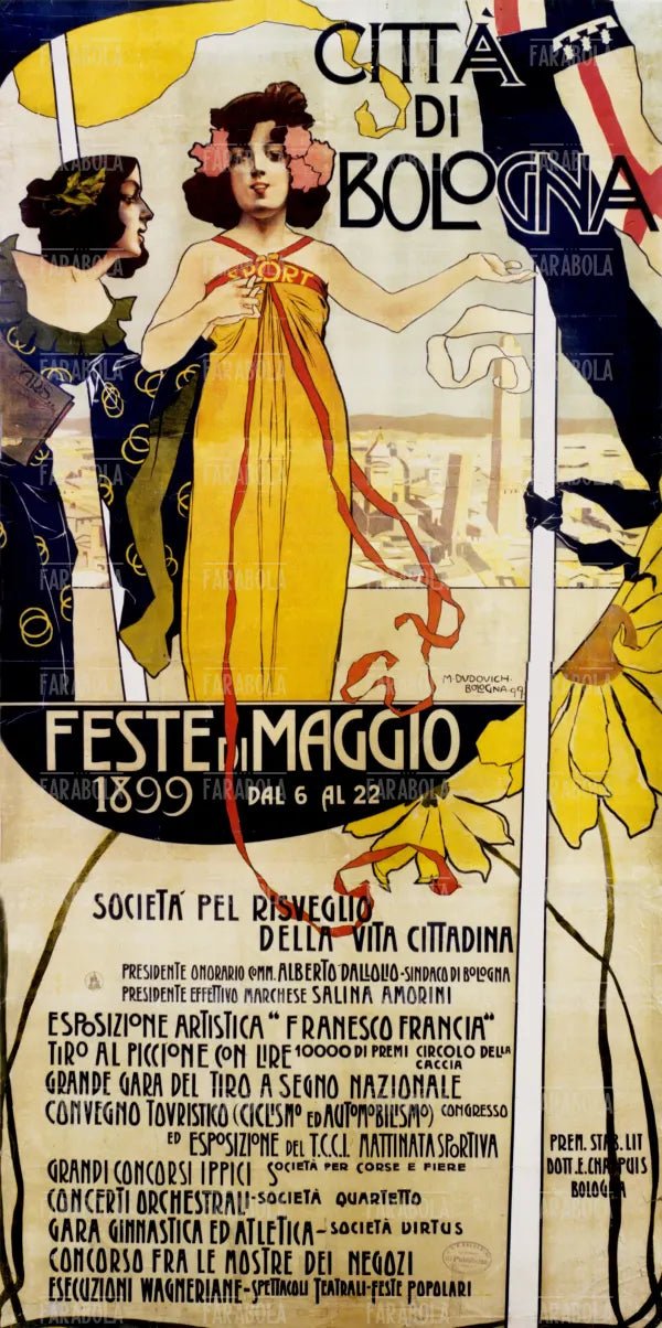 Manifesto pubblicitario delle Feste di Maggio a Bologna, 1899 - Farabola Immagine digitale