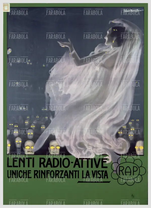 Manifesto pubblicitario delle lenti Radio - attive, 1920 - Farabola Immagine digitale