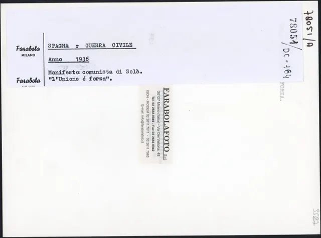 Manifesto Solà Guerra civile Spagna 1936 Ft 3485 - Stampa 24x18 cm - Farabola Stampa ai sali d'argento (anni 90)