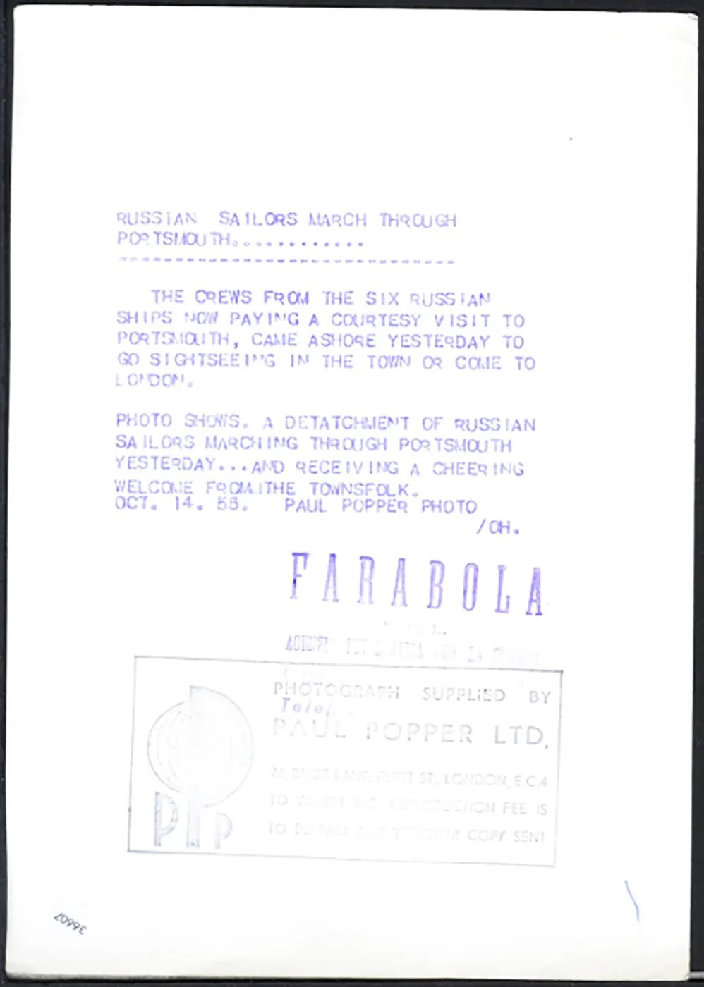 Marinai russi a Portsmouth 1955 Ft 36607 - Stampa 20x15 cm - Farabola Stampa ai sali d'argento