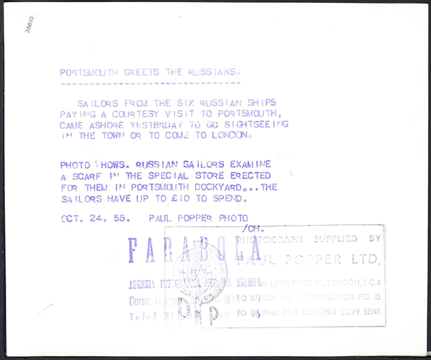 Marinai russi a Portsmouth 1955 Ft 36610 - Stampa 20x15 cm - Farabola Stampa ai sali d'argento