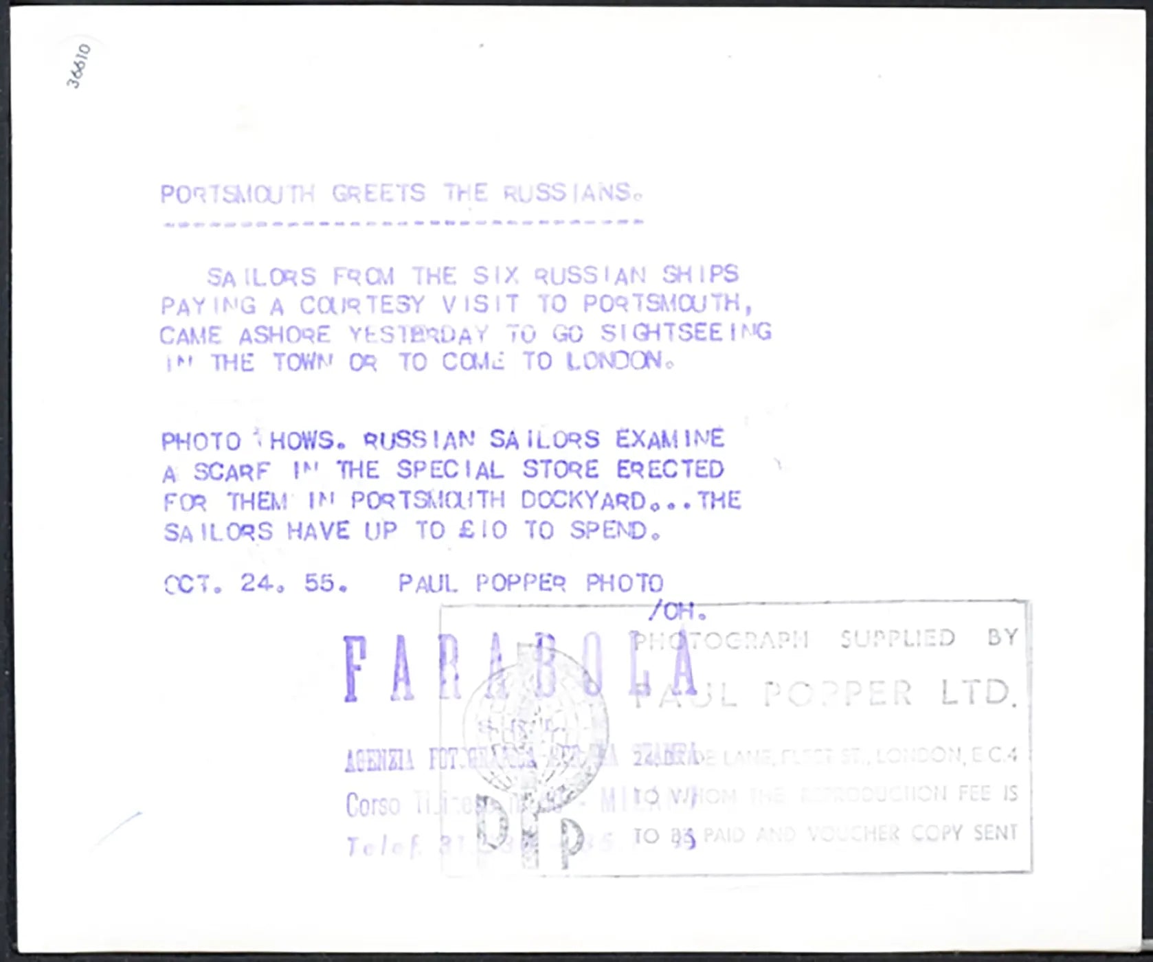 Marinai russi a Portsmouth 1955 Ft 36610 - Stampa 20x15 cm - Farabola Stampa ai sali d'argento