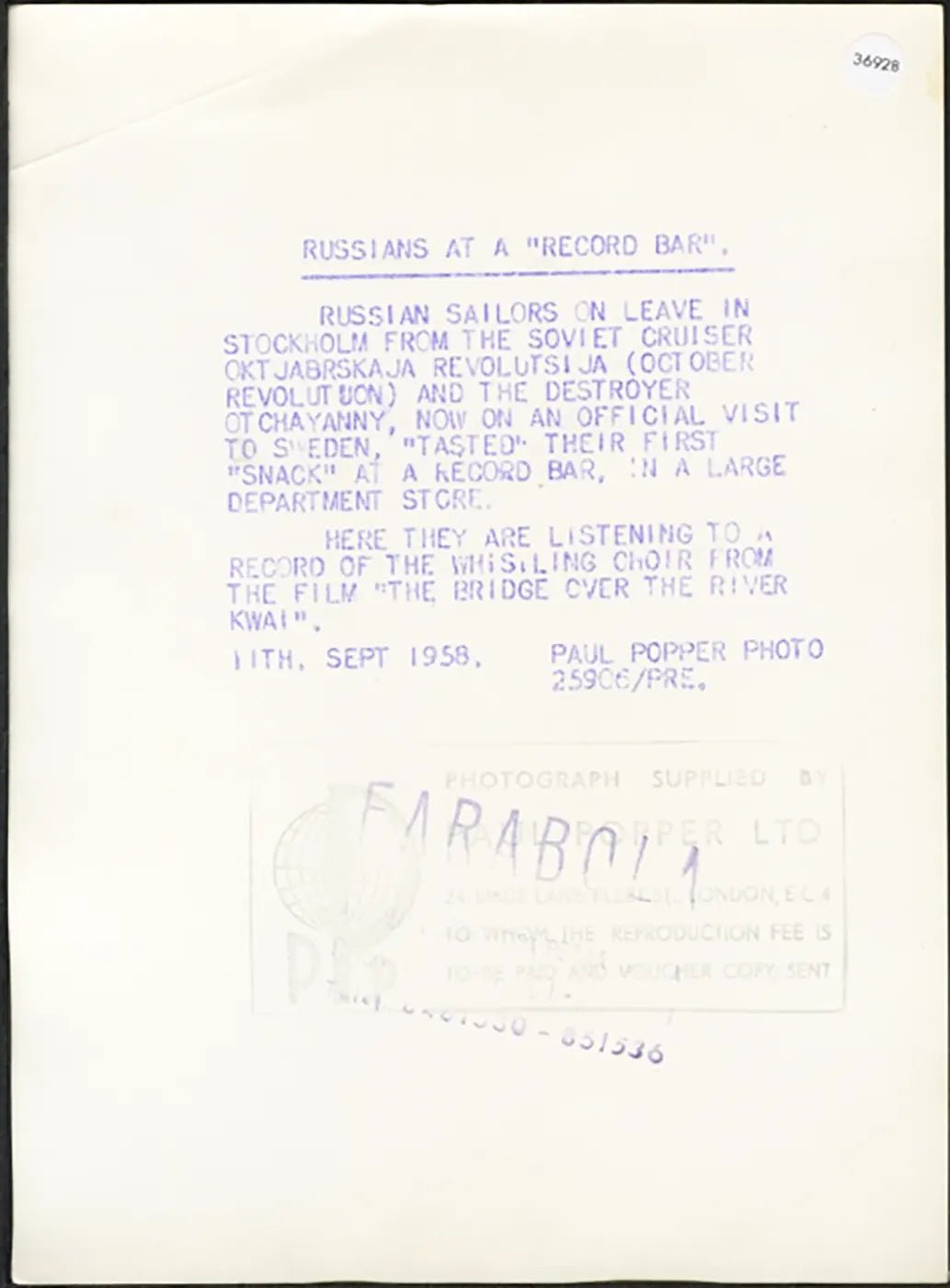 Marinai russi in uscita libera 1958 Ft 36928 - Stampa 20x15 cm - Farabola Stampa ai sali d'argento