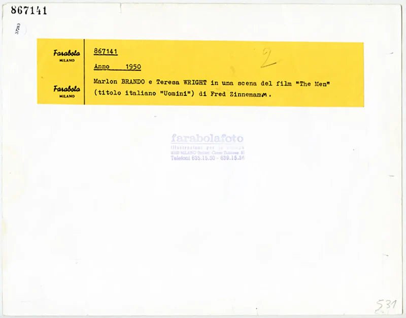 Marlon Brando e Teresa Wright film Uomini Ft 37283 - Stampa 21x27 cm - Farabola Stampa ai sali d'argento