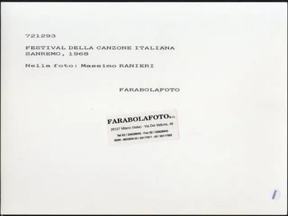 Massimo Ranieri Sanremo 1968 Ft 35600 - Stampa 24x18 cm - Farabola Stampa ai sali d'argento (anni 90)