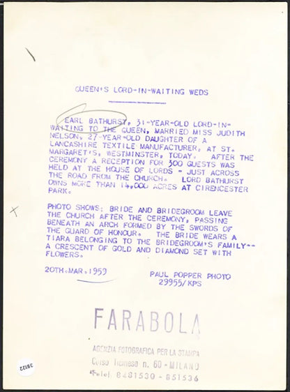 Matrimonio a Westminster Londra 1959 Ft 38122 - Stampa 20x15 cm - Farabola Stampa ai sali d'argento