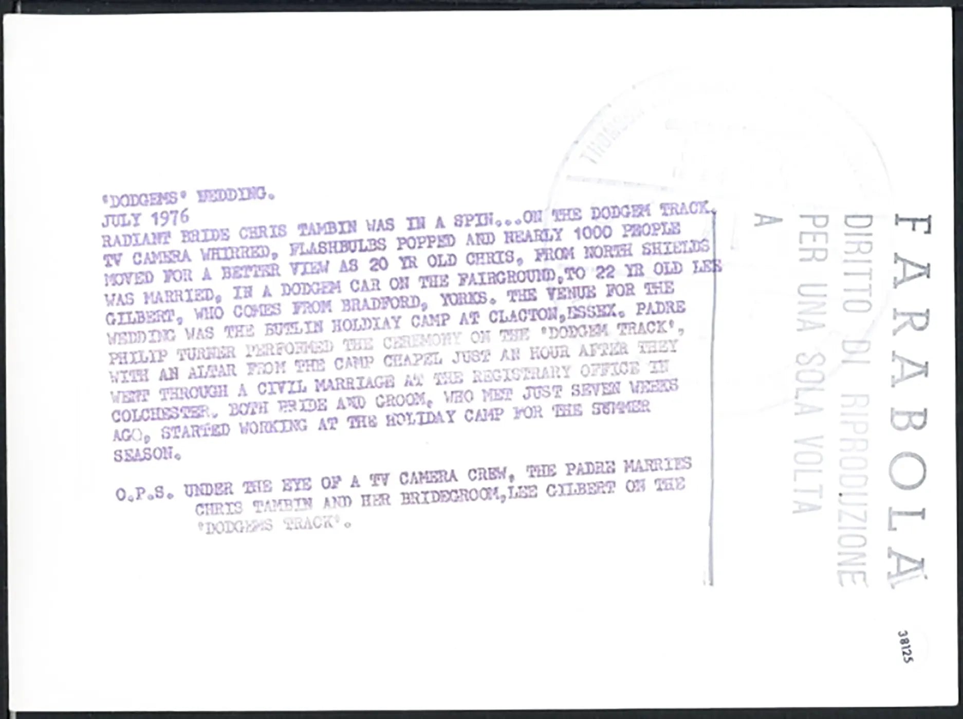 Matrimonio sulla pista degli autoscontri 1976 Ft 38125 - Stampa 20x15 cm - Farabola Stampa ai sali d'argento