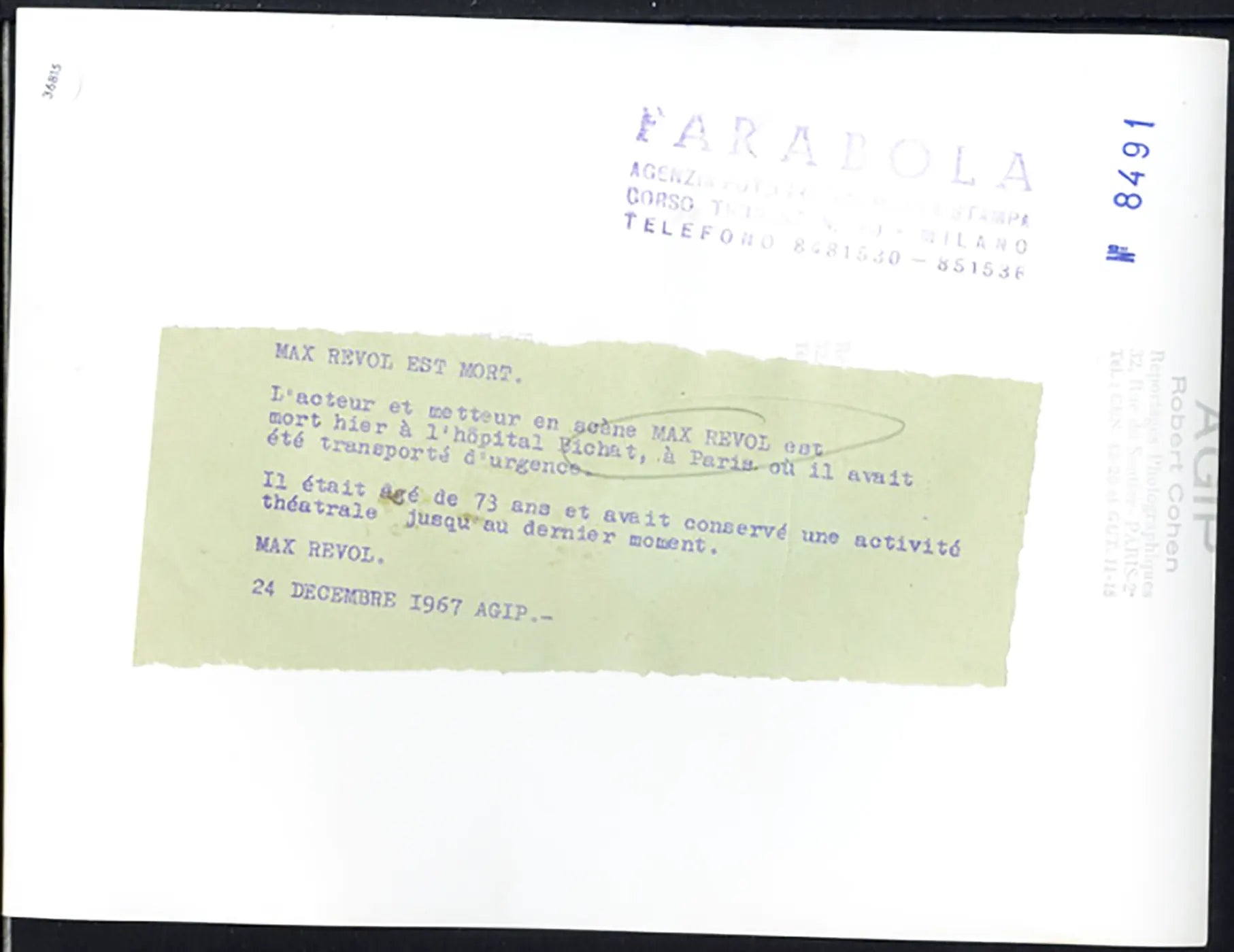 Max Revol 1967 Ft 36815 - Stampa 24x18 cm - Farabola Stampa ai sali d'argento