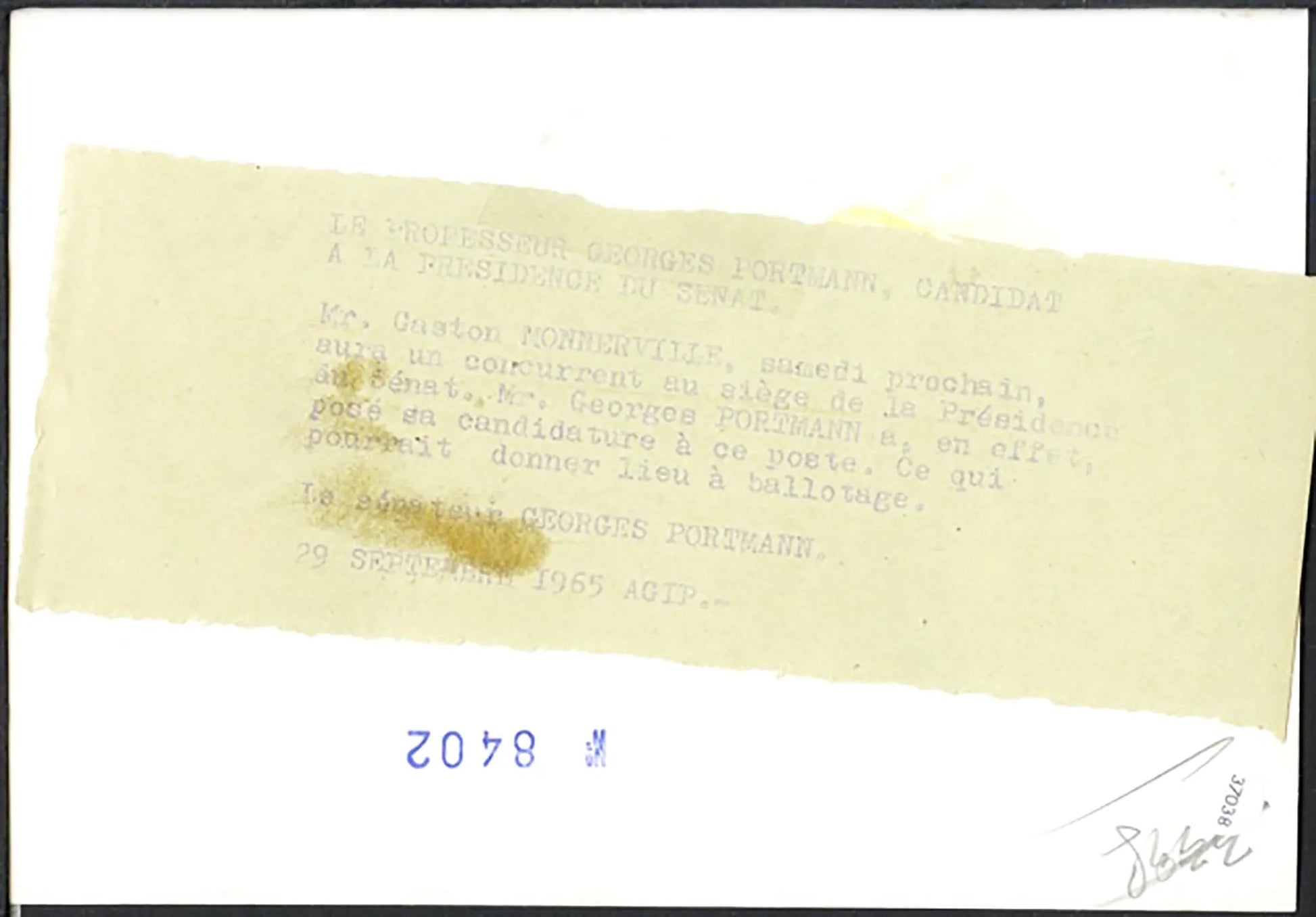 Medaglia a Georges Portmann 1964 Ft 37038 - Stampa 18x13 cm - Farabola Stampa ai sali d'argento