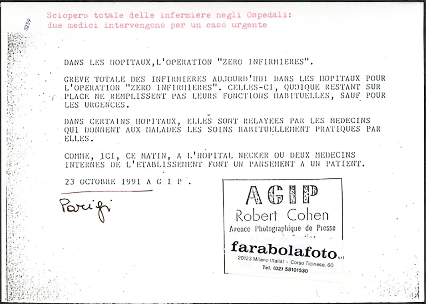 Medici e paziente Parigi 1991 Ft 5259 - Stampa 21x15 cm - Farabola Stampa ai sali d'argento