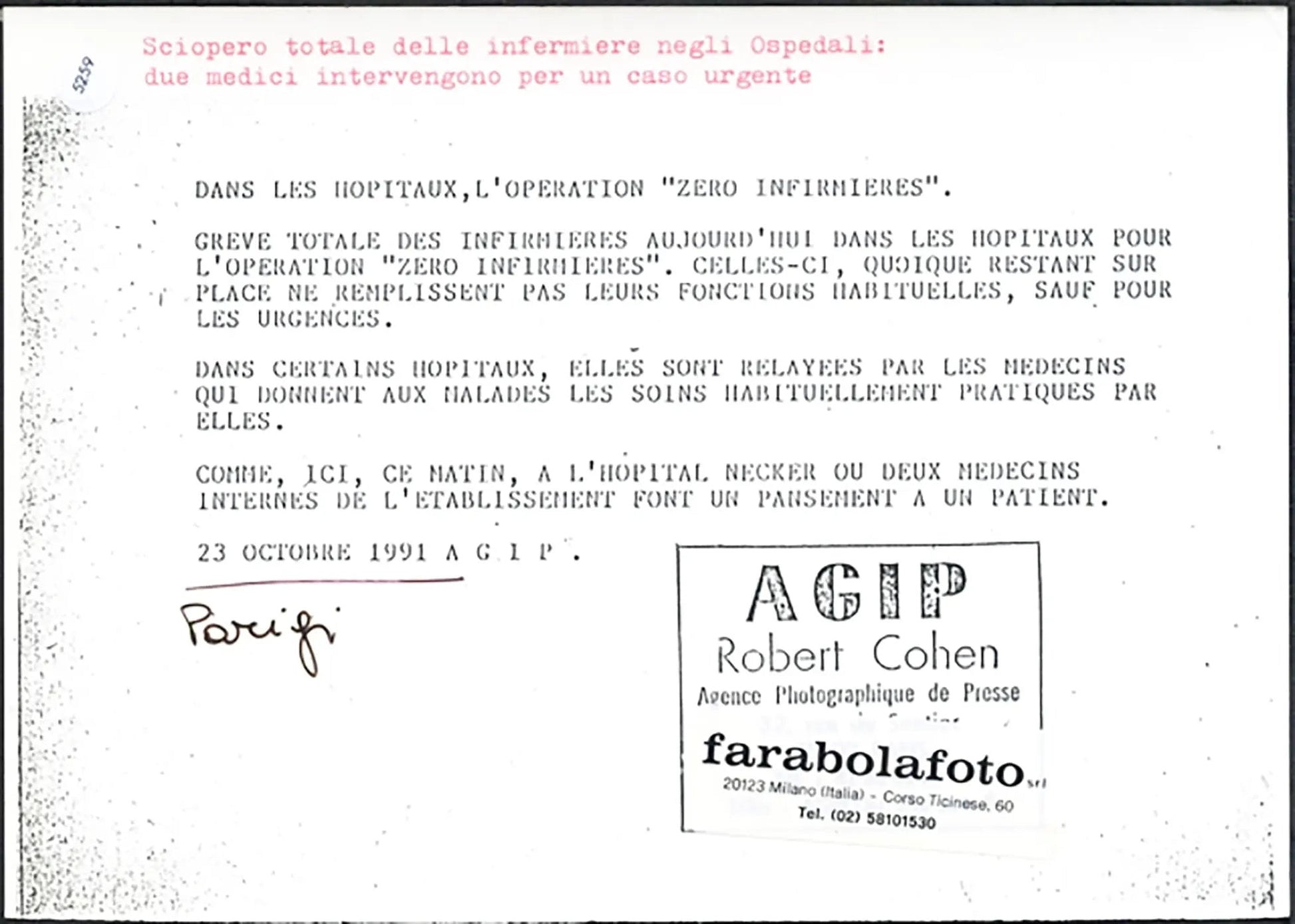 Medici e paziente Parigi 1991 Ft 5259 - Stampa 21x15 cm - Farabola Stampa ai sali d'argento