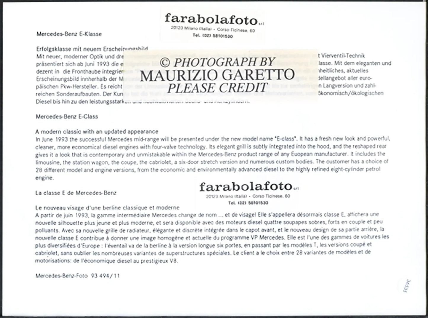 Mercedes Classe E 1993 Ft 36535 - Stampa 24x18 cm - Farabola Stampa ai sali d'argento