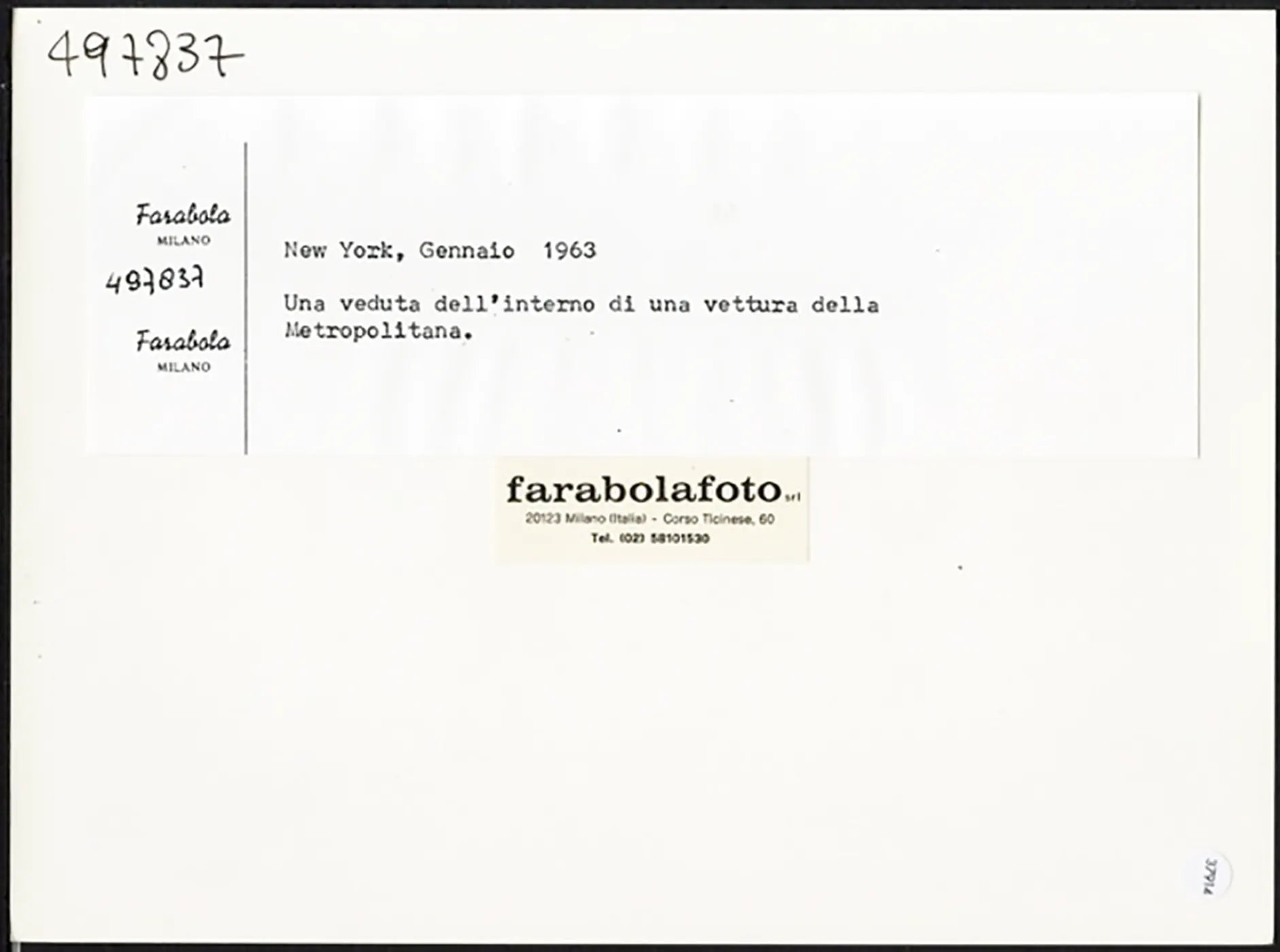 Metropolitana a New York 1963 Ft 37914 - Stampa 24x18 cm - Farabola Stampa ai sali d'argento