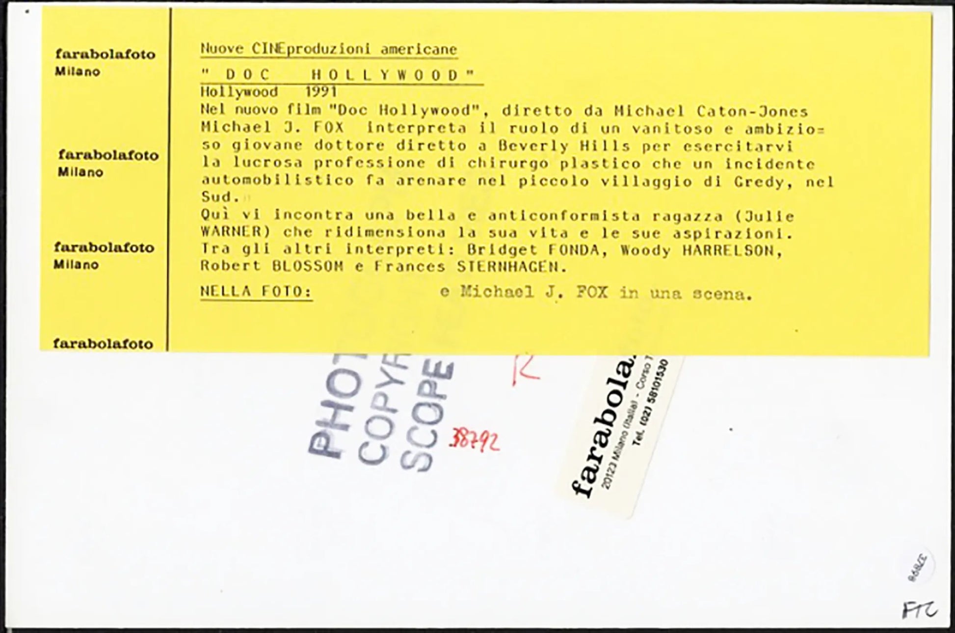 Michael J. Fox nel film Doc Hollywood 1991 Ft 37898 - Stampa 24x18 cm - Farabola Stampa ai sali d'argento