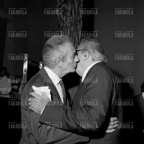Michelangelo Antonioni e Federico Fellini, Festival di Venezia, 1983 - Farabola Immagine digitale
