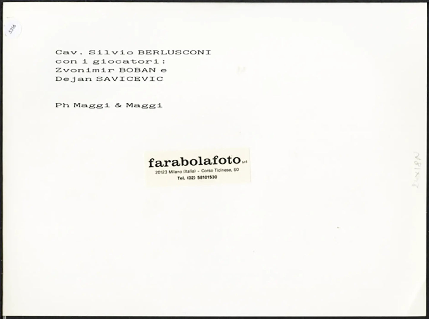 Milan Berlusconi con Boban e Savicevic anni 90 Ft 5316 - Stampa 24x18 cm - Farabola Stampa ai sali d'argento