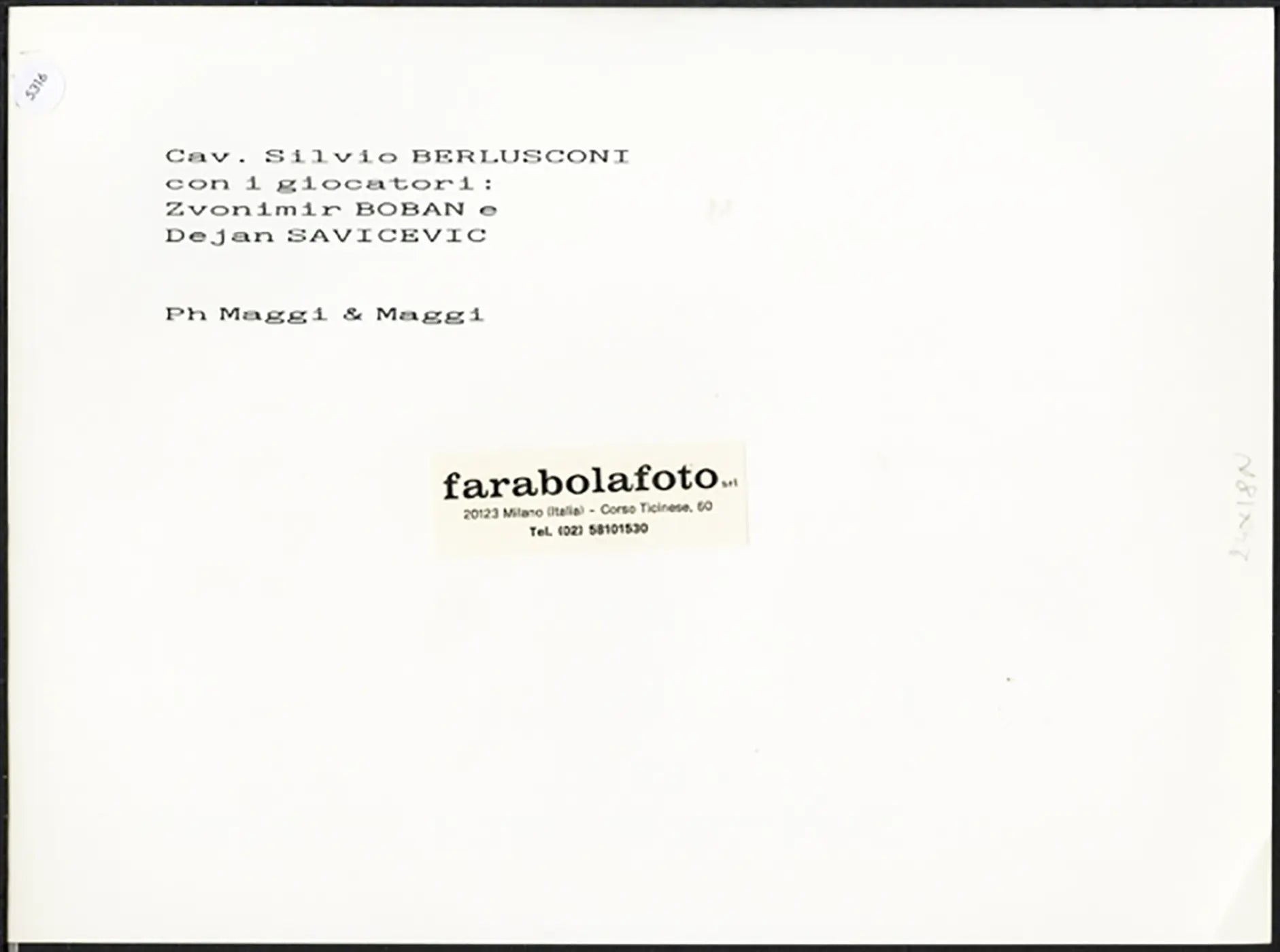 Milan Berlusconi con Boban e Savicevic anni 90 Ft 5316 - Stampa 24x18 cm - Farabola Stampa ai sali d'argento